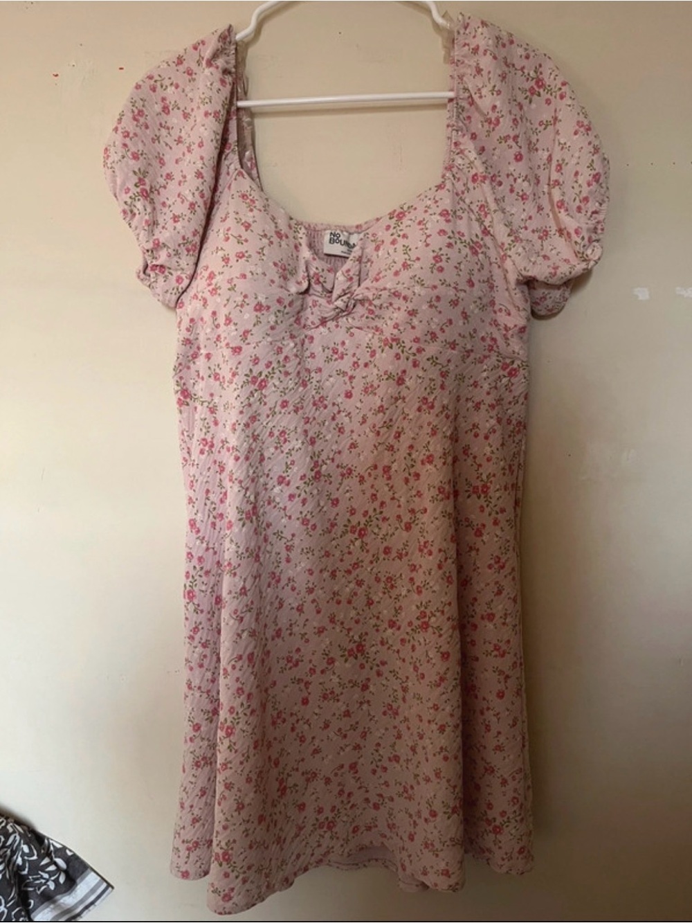 No Boundaries Pink Floral Puff Sleeve Mini Dress